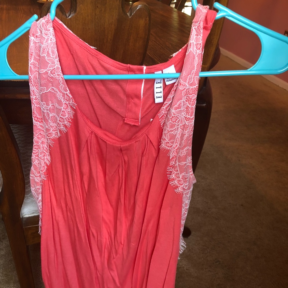 NWT Elle x Kohl’s Pink w White Lace Work Blouse